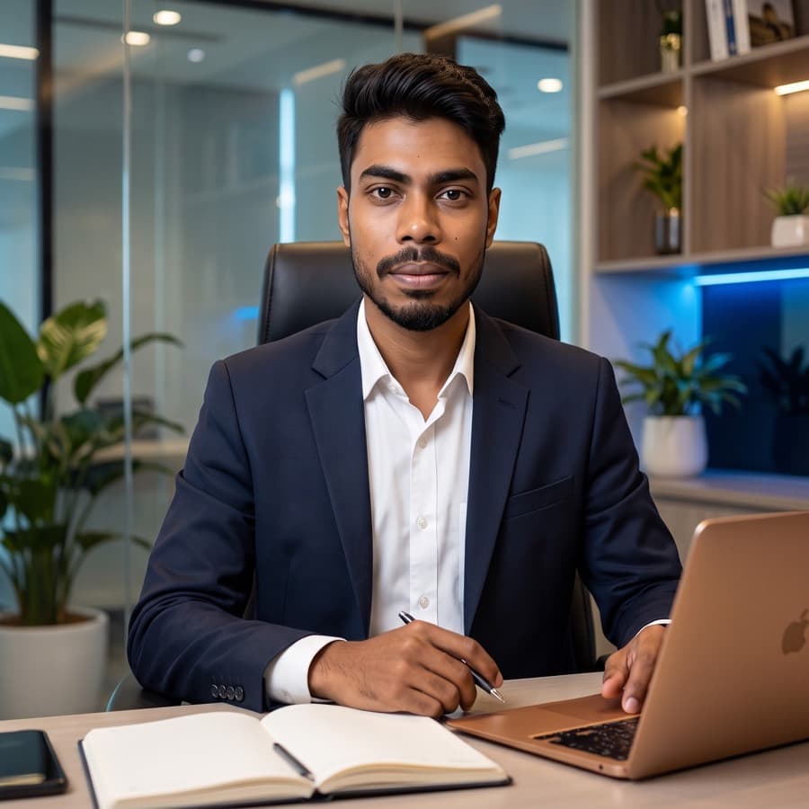 Vikas, Senior Full Stack Developer at CodeStudioHub, working at his desk